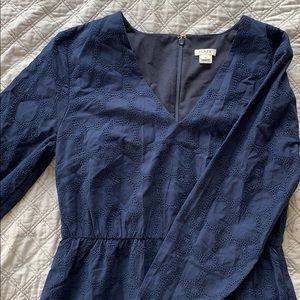 J Crew Factory blue quarter-sleeve scalloped dress